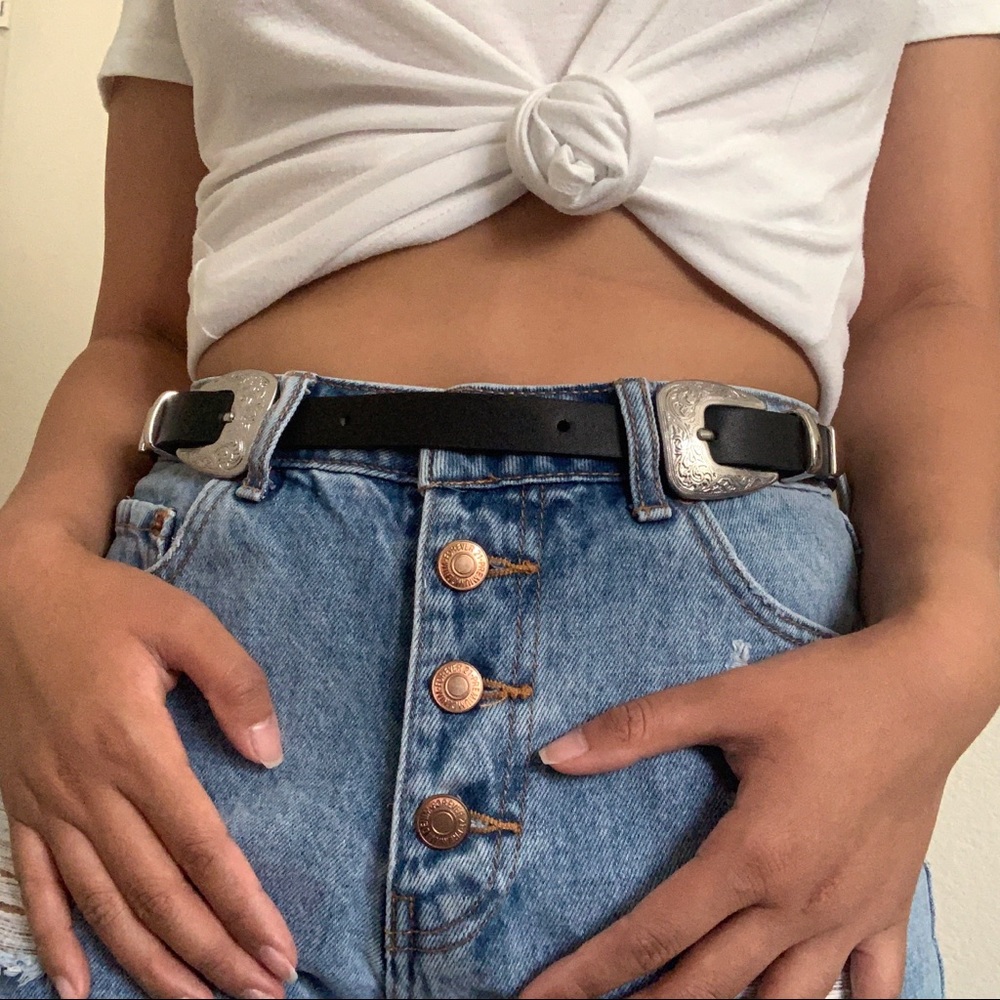 Leather Double Buckle Western Style Belt 🤠